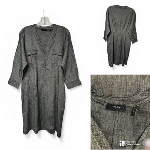 Theory gray linen shift dress